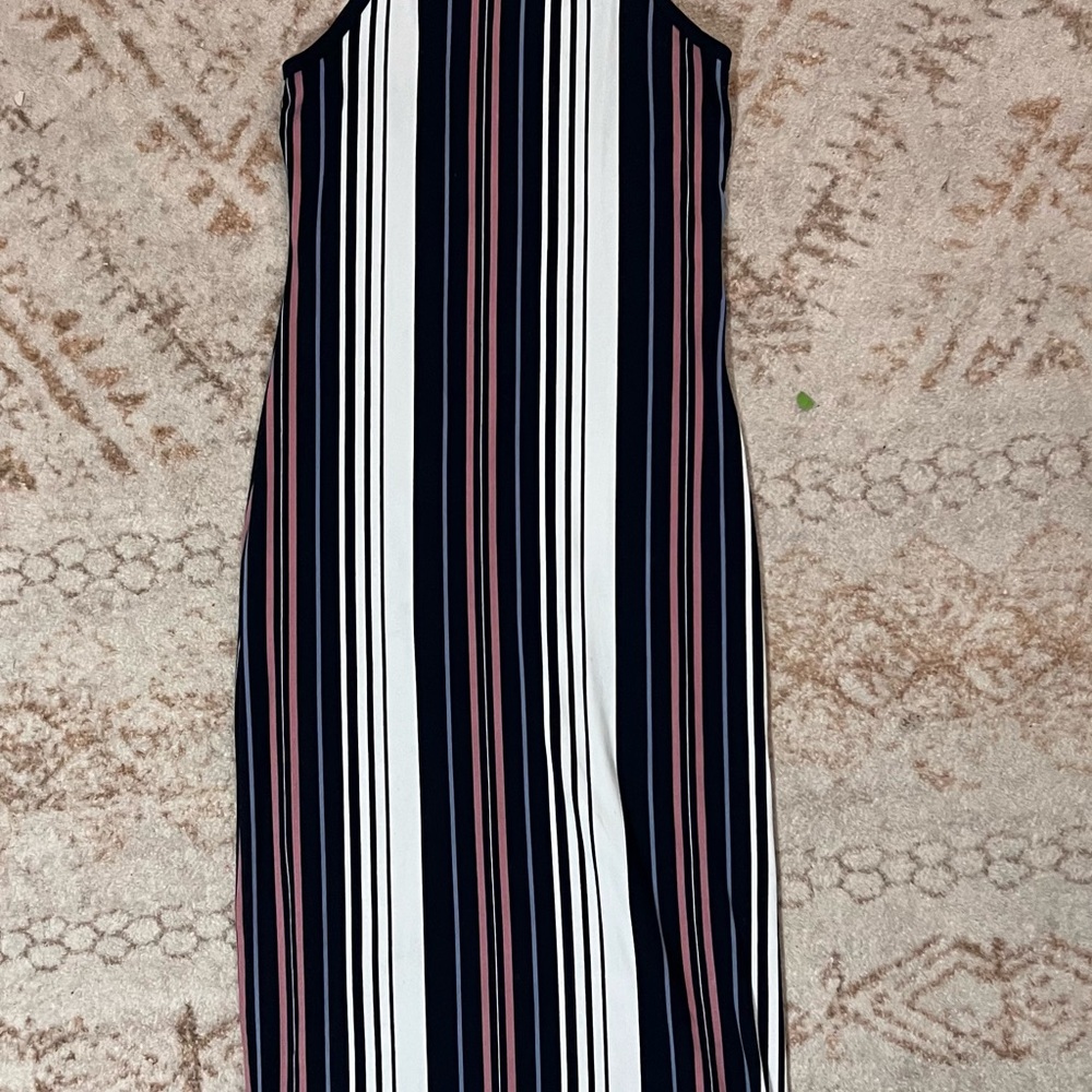 Striped Sleeveless Sundress - Black, White, Pink